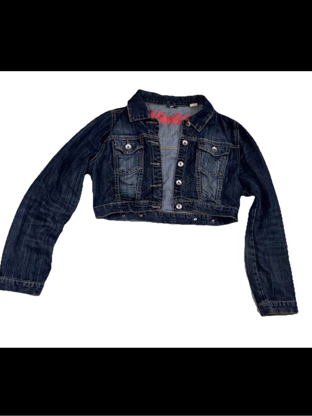 Dollhouse Y2K Cropped Denim Button Up Jacket Woman’s Sz.L Dark Wash